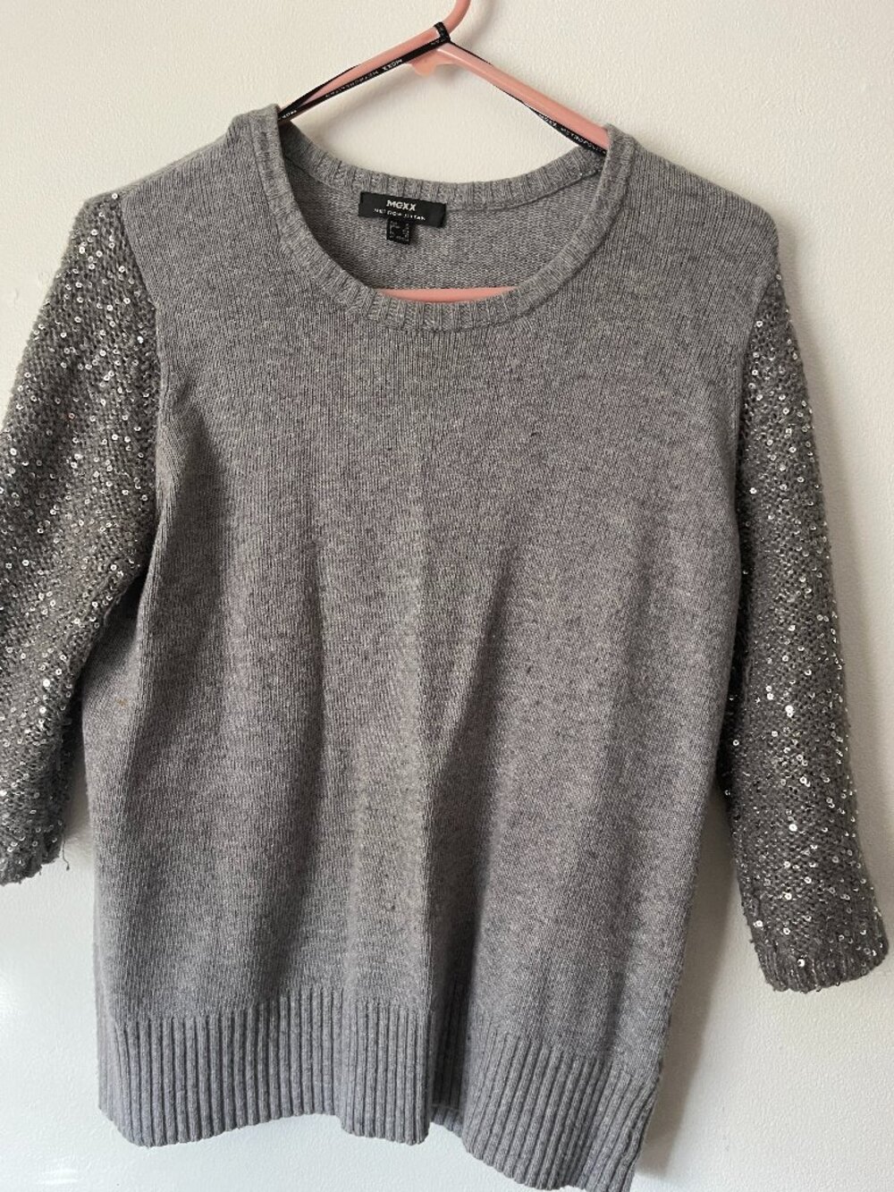 MEXX Metropolitan grey sequin sleeve sweater  XL for women